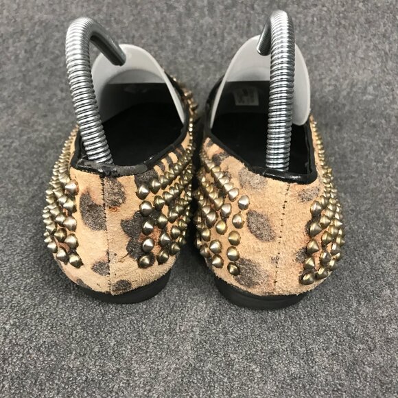 STEVE MADDEN Studly Flats Leather Gold Studs Animal Print Loafer Women's Size 8 - Picture 4 of 7